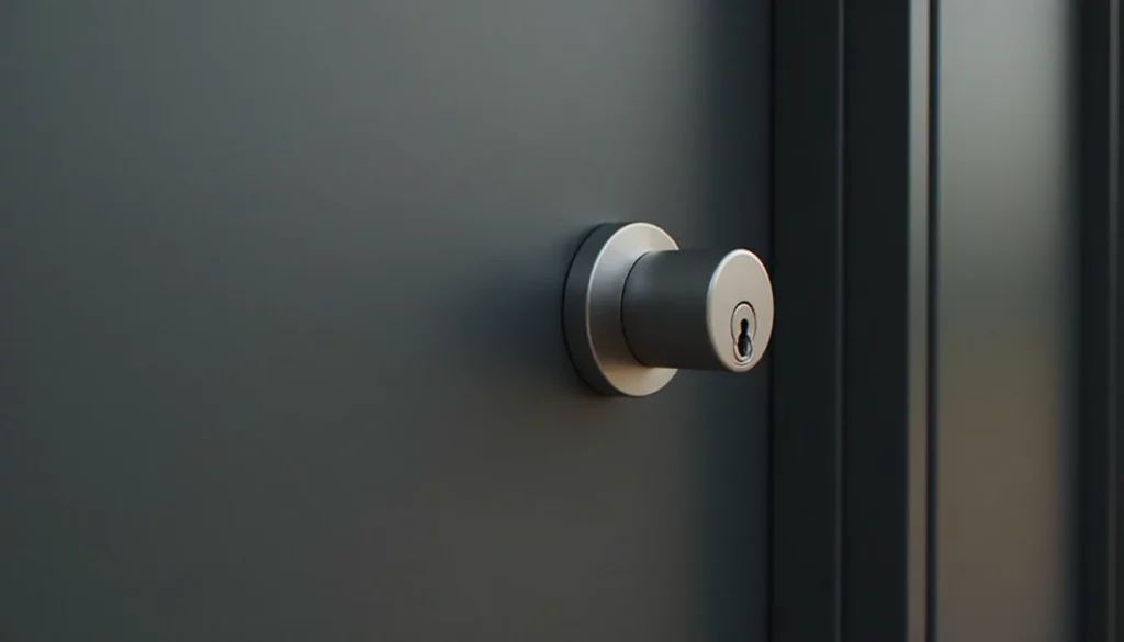 serrure sans poignee exterieure featured Porte d'entrée moderne sans poignée extérieure visible, équipée d'une serrure sans poignée extérieure avec simple entrée de clé en acier brossé