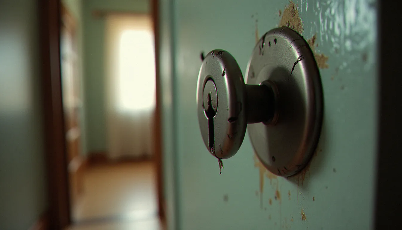 Cylindre de serrure forcé après tentative d'effraction sur une porte d'appartement lyonnais, dommages visibles sur le métal