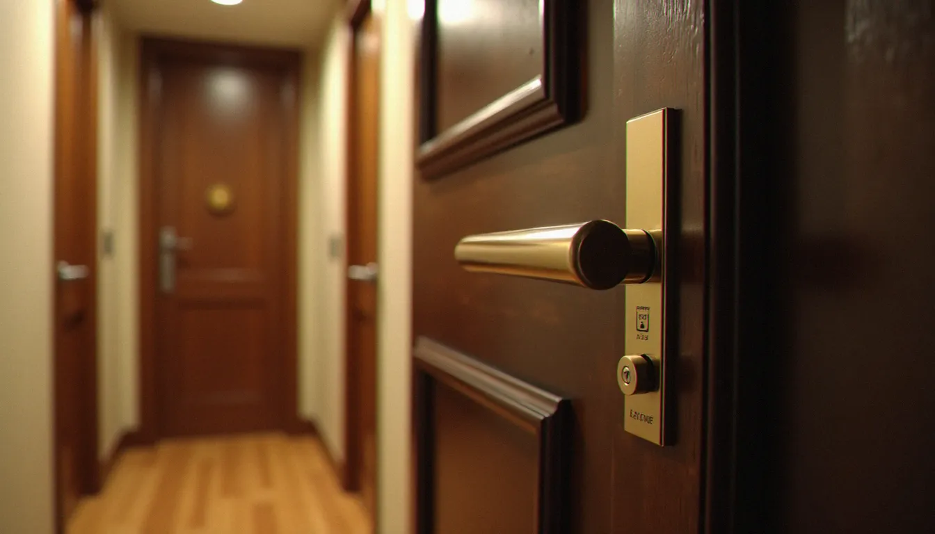 Porte blindée d'appartement lyonnais équipée d'une serrure multipoints certifiée, avec plaque de certification A2P visible sur le chambranle
