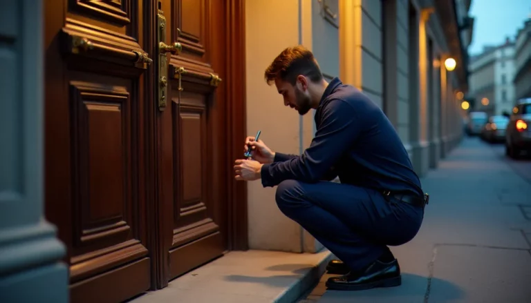 Serrurier professionnel en intervention sur une porte d'immeuble haussmannien pour une urgence de serrurerie boulevard Albert Thomas à Lyon