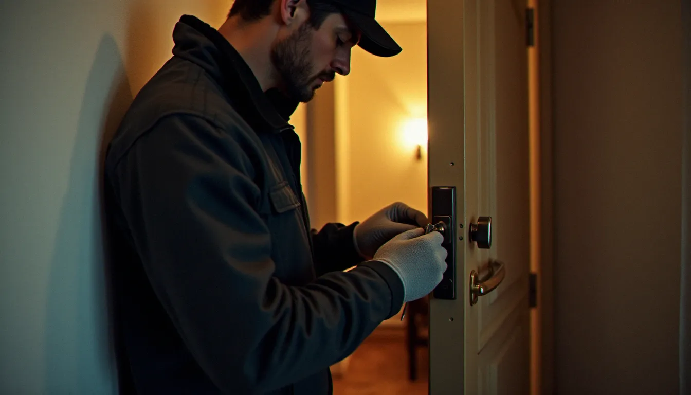 Installation d'une serrure multipoints haute sécurité sur une porte d'appartement lors d'une prestation de serrurerie à Biot