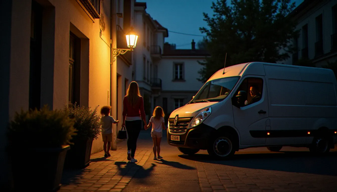 Serrurier intervenant en urgence de nuit pour aider une famille bloquée devant l'entrée de leur immeuble à Lyon, démontrant la réactivité d'un service de serrurerie d'urgence professionnel