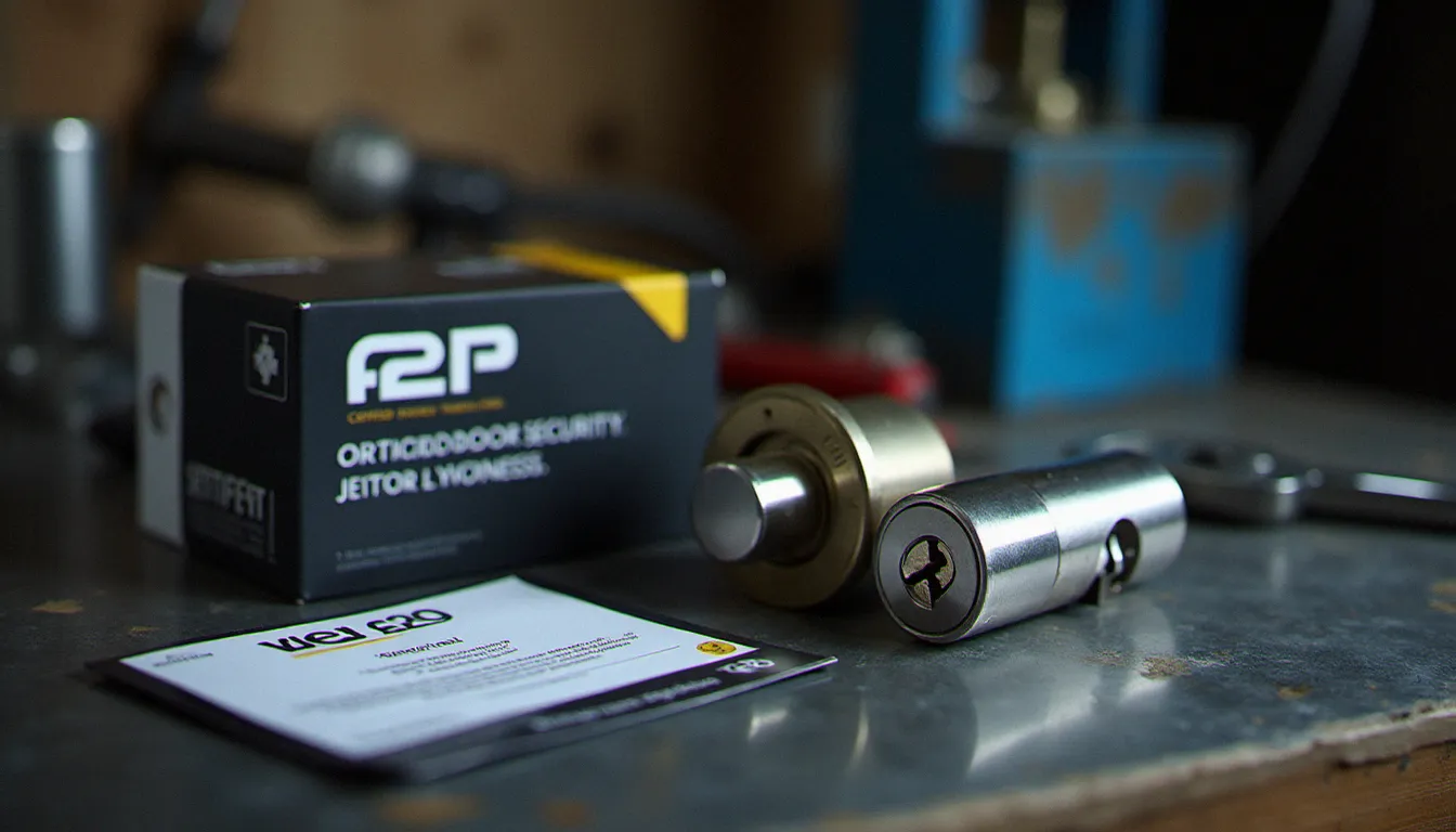 Cylindre de serrure certifié A2P sur un établi de serrurier, représentant les standards de qualité en serrurerie sans souci à Lyon