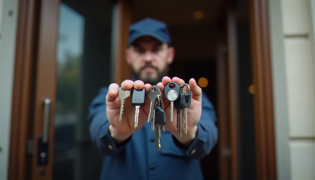 Serrurier professionnel à Lyon tenant différents types de clés illustrant la variété des prix serrurier clé selon le modèle