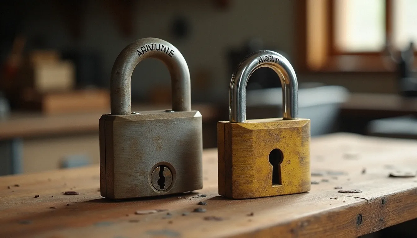 Comparaison entre un ancien cylindre usé et un cylindre haute sécurité certifié A2P neuf pour remplacement de serrure de porte