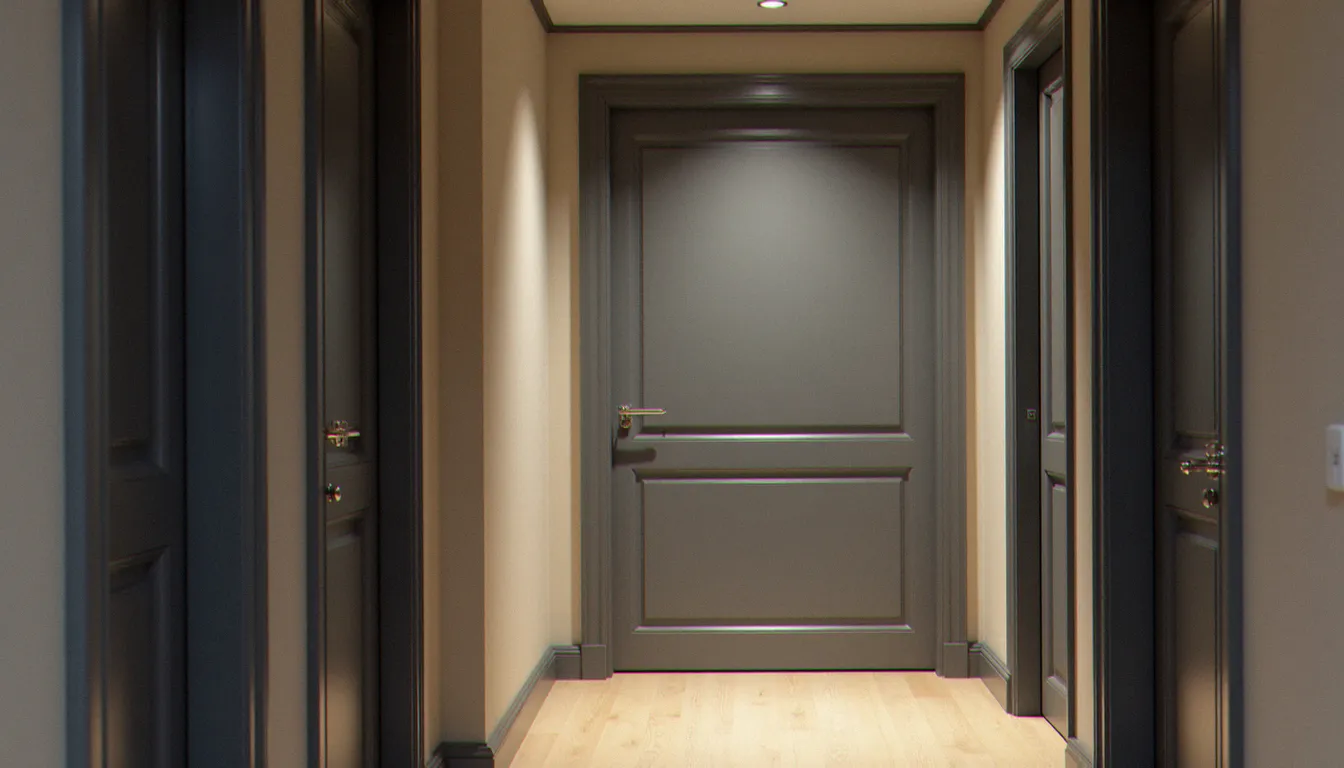 Porte blindée neuve installée dans un couloir d'immeuble résidentiel à Lyon, avec serrure multipoints et encadrement renforcé