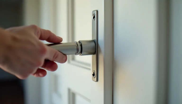 Installation d'un ferme-porte automatique hydraulique sur une porte d'appartement, illustrant la pose d'un ferme-porte automatique brico