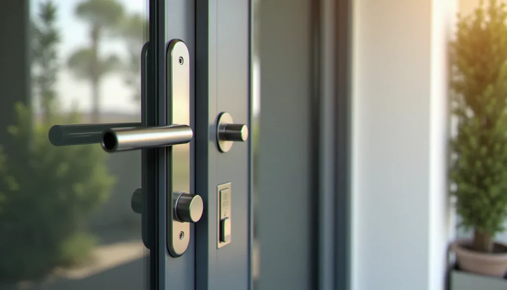 Porte de sécurité moderne avec système de fermeture multipoints et cadre en acier renforcé