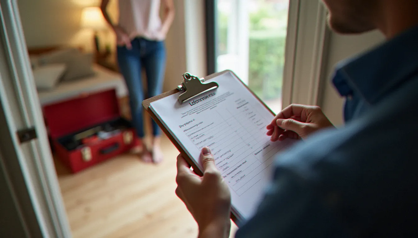 Mains d'un serrurier présentant un devis écrit à un habitant avant le début de l'intervention